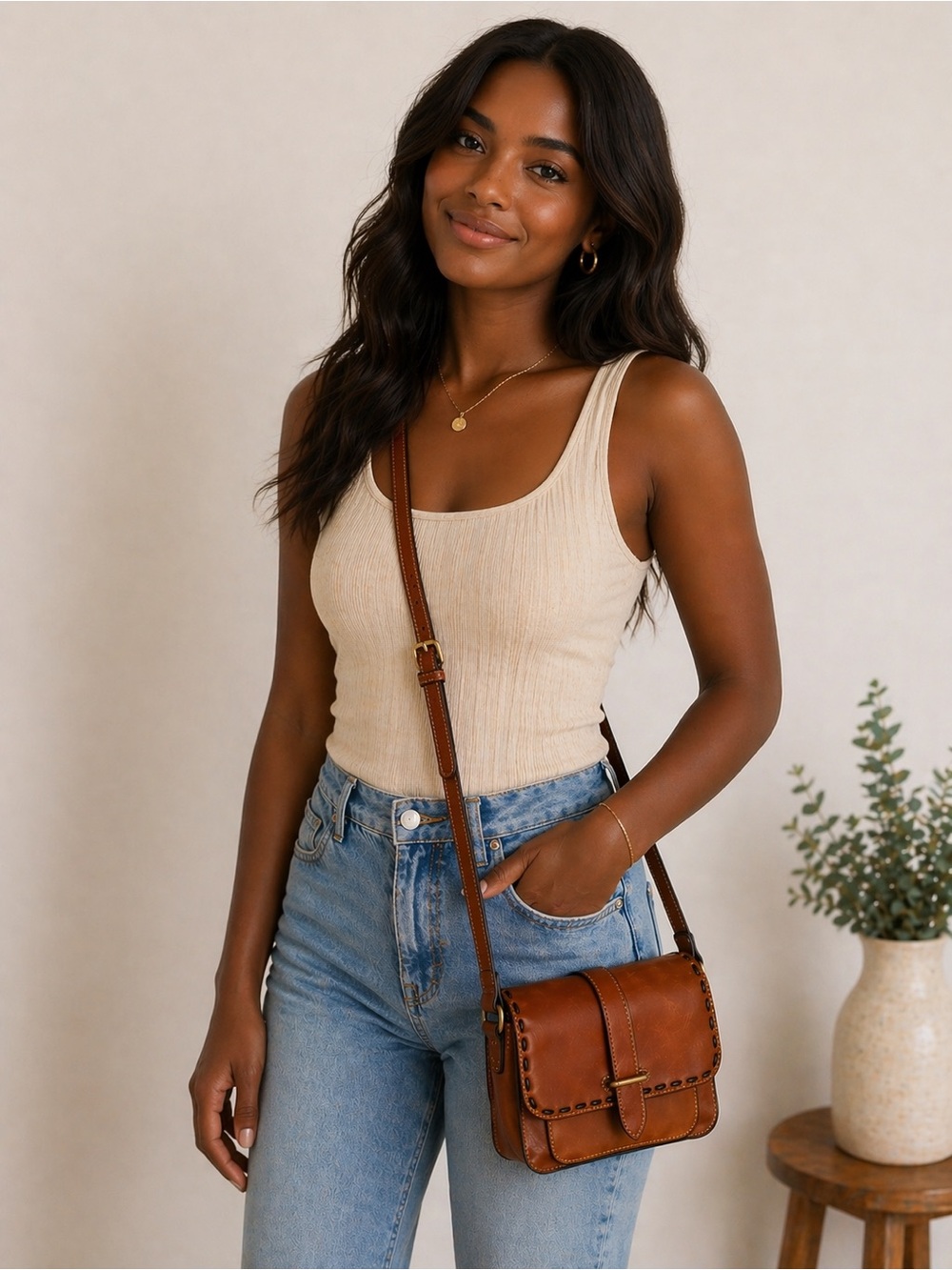 Dooney & Bourke Florentine Binocular Leather Crossbody in Brown